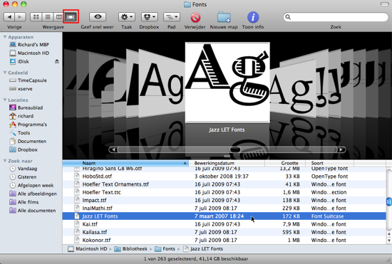 Fonts-cover-flow