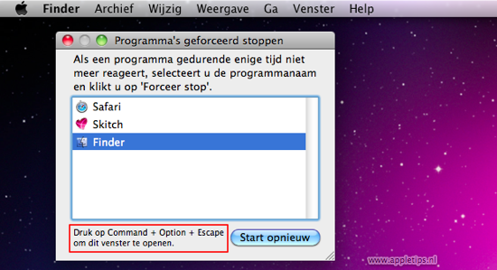 finder-start-opnieuw