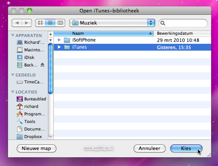 Open iTunes-bibliotheek