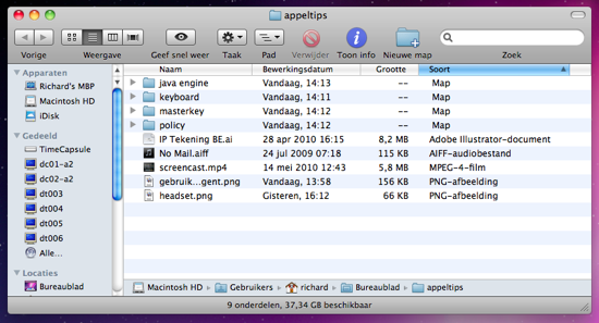finder-sorteer-soort-aangepast-map