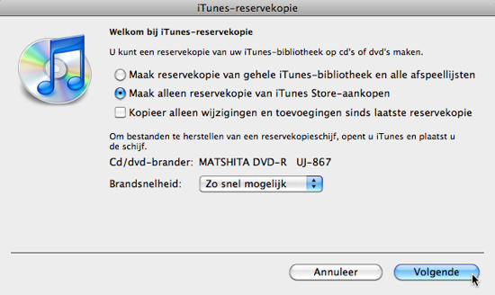 iTunes-reservekopie