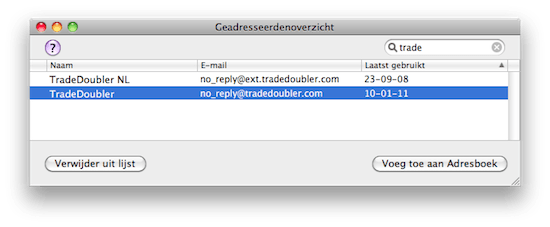 geadresseerde osx mail
