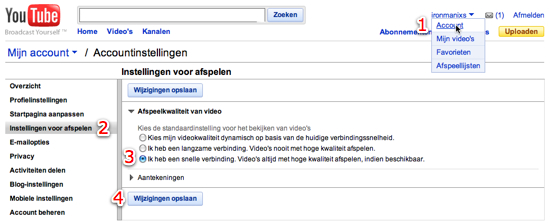 YouTube -Instellingen