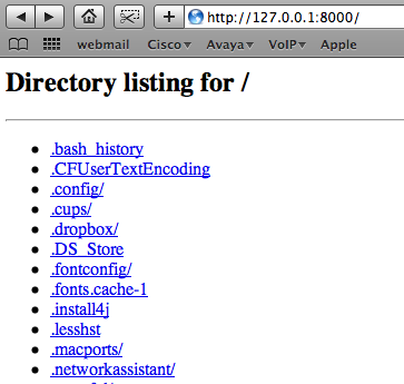 Terminal directory in HTML