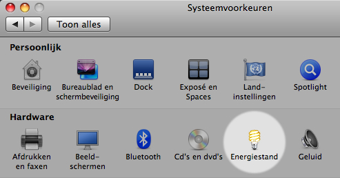 systeemvoorkeuren systeemvoorkeuren