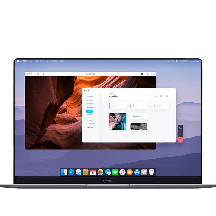 MacBook concept met randloos scherm en iOS invloeden